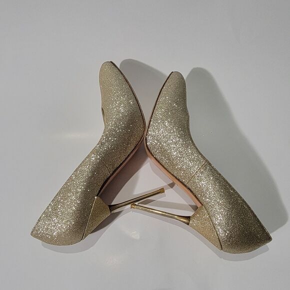 Stuart Weitzman Sabia Gold Glitter Metallic stiletto High Heels Pump Sz 7.5M - Picture 8 of 16